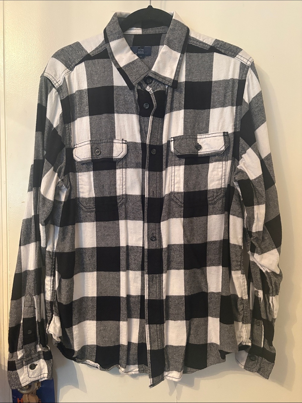 George Black & White Buffalo Plaid Button-Down Shirt